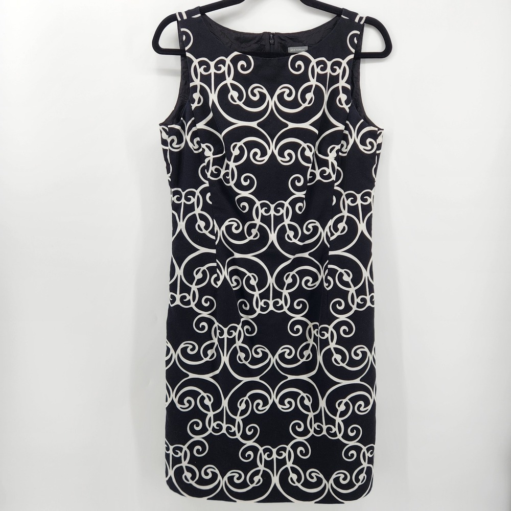 Ann Taylor Black and White Sleeveless Scroll Print Dress‎ Size 8